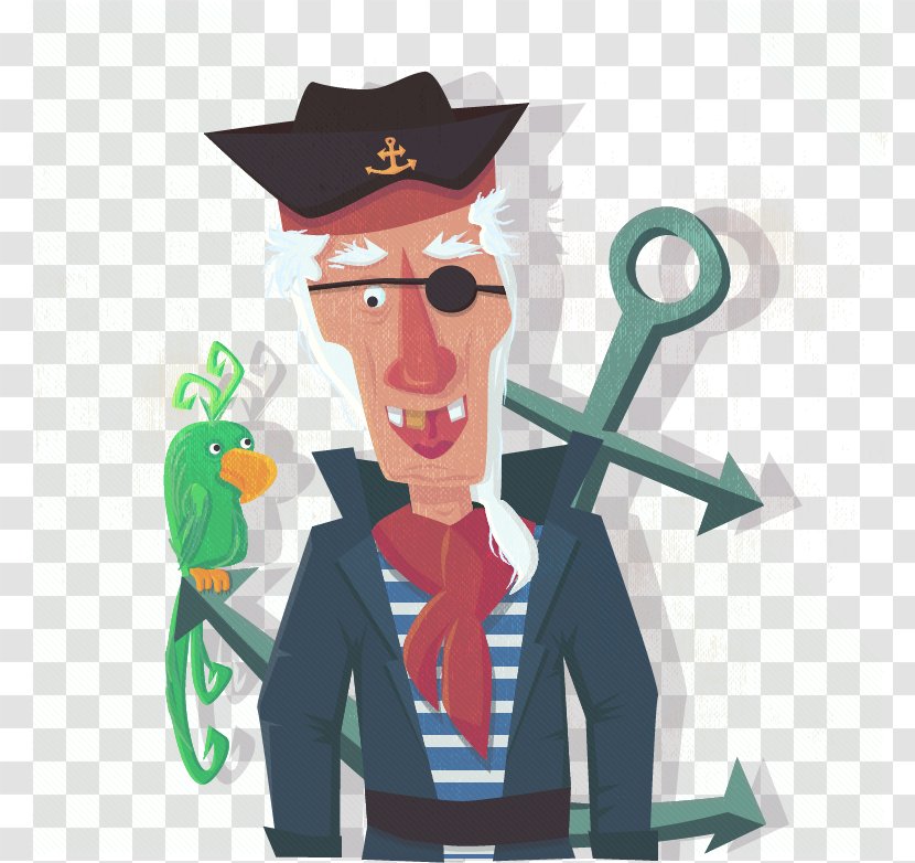 Piracy Illustration - Gentleman - Painted Pirate With Parrot Transparent PNG