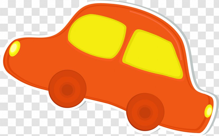 Car Clip Art - Designer - Hand Painted Orange Sedan Transparent PNG