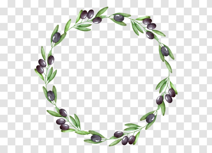 Watercolor Painting Olive Wreath Branch Transparent PNG