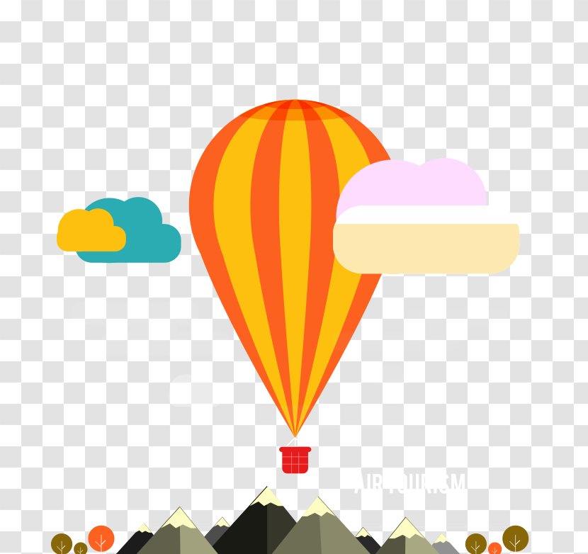 Hot Air Ballooning Clip Art - Flat Design - Vector Balloon Transparent PNG