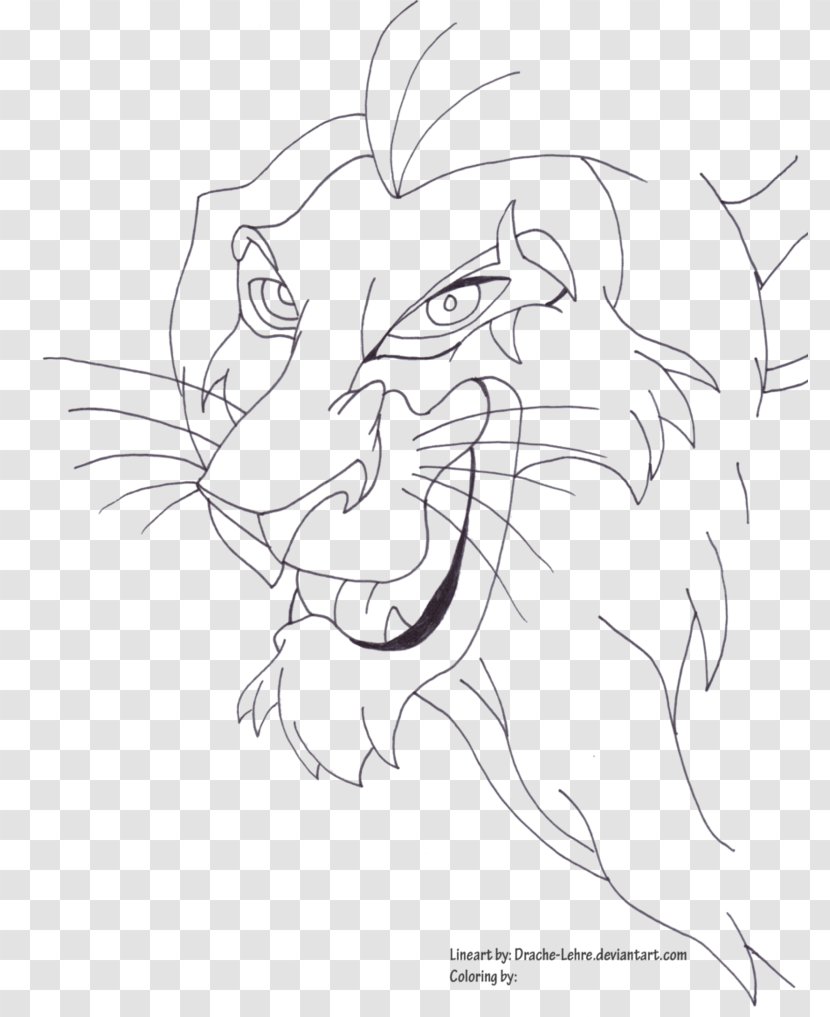 Black And White Coloring Book Line Art - Artwork - Scar Vs Kion Transparent PNG