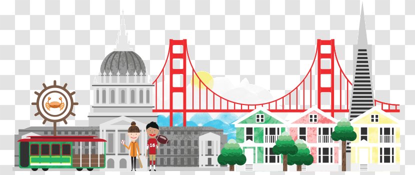 San Francisco Cartoon City Clip Art - Skyline Transparent PNG