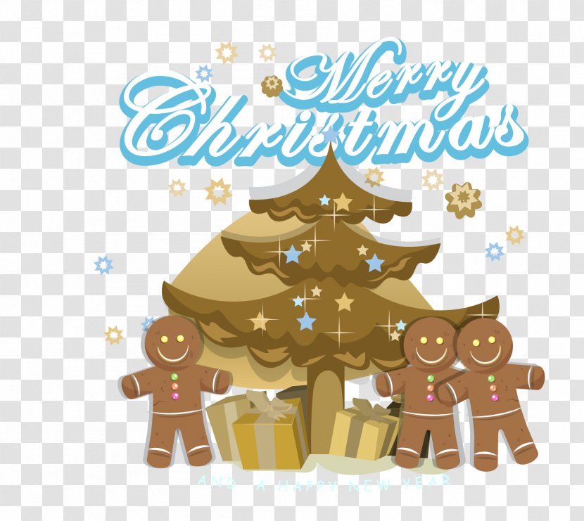 Christmas Tree Gift Illustration - Gingerbread - Man Cartoon Vector Transparent PNG