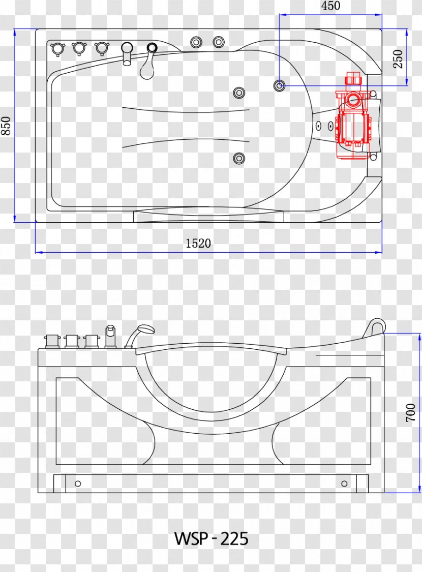 Product Design /m/02csf Drawing Line - Rectangle - Whirlpool Bath Transparent PNG