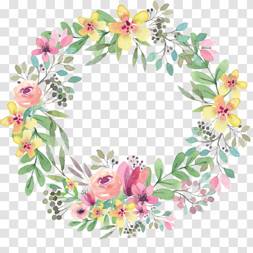 Wreath Floral Design Flower Watercolor Painting Wedding Invitation - Wall - Greenery Transparent PNG