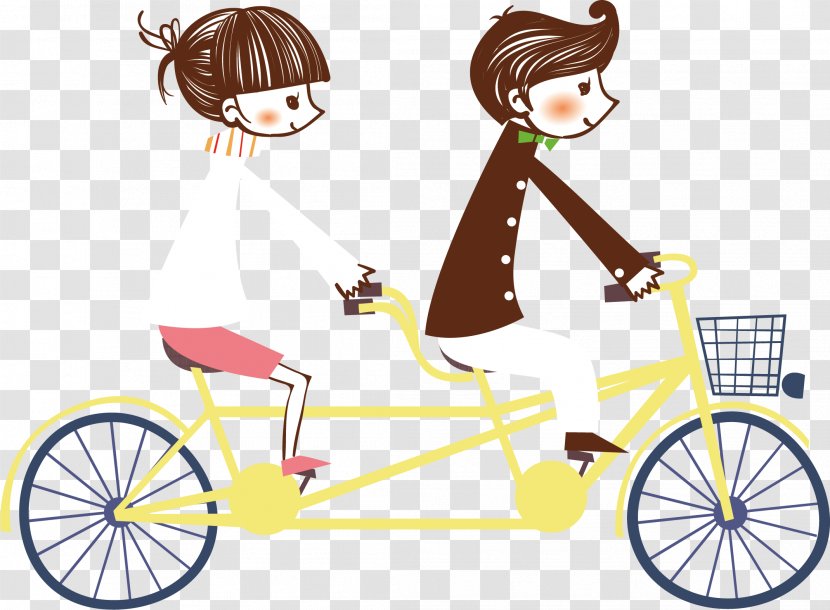 Bicycle Couple - Vector Riding A Transparent PNG