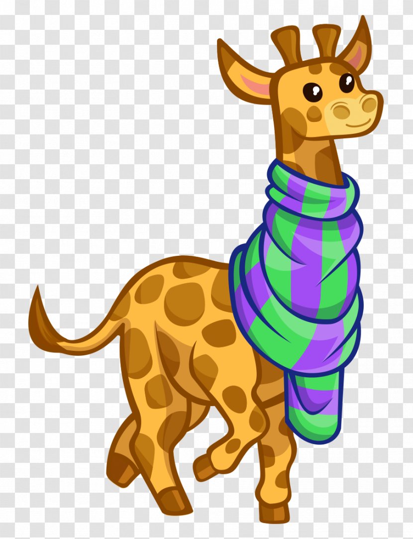 Lovely Hand-painted Cartoon Giraffe Wearing Colored Scarves - Fauna - Chart Transparent PNG