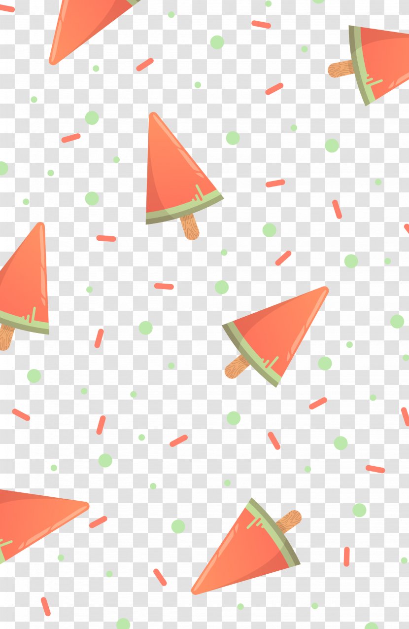 Ice Cream Cone Euclidean Vector Illustration - Area - Watermelon Shape Transparent PNG