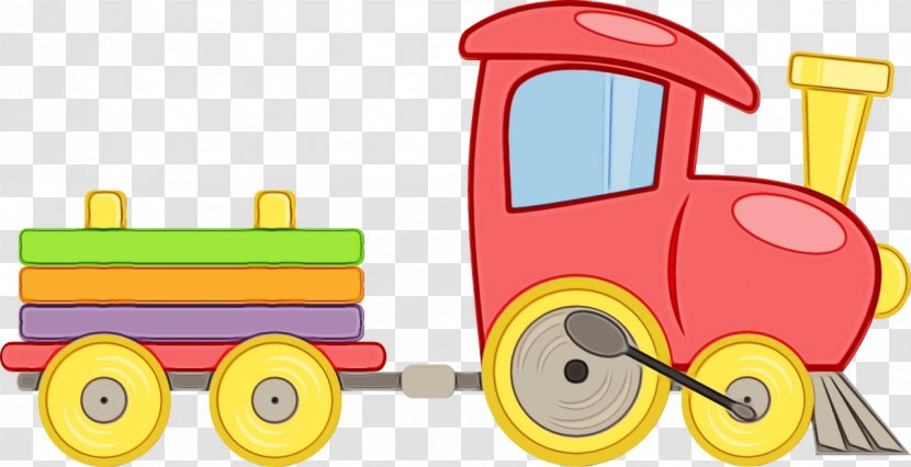 Train Cartoon - Watercolor - Toy Block Vehicle Transparent PNG