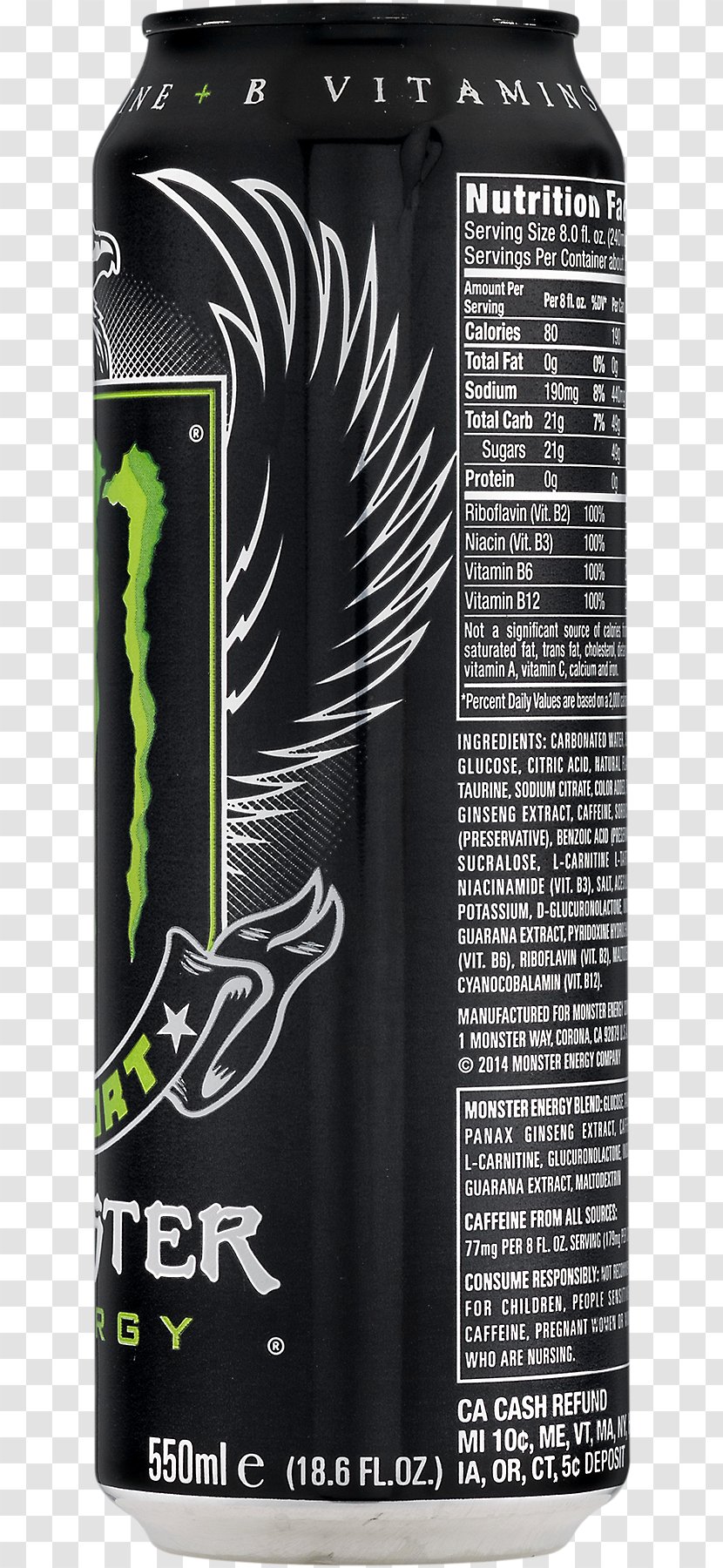 Energy Drink Monster B Vitamins Taurine Levocarnitine - Ounce - Walmart Transparent PNG