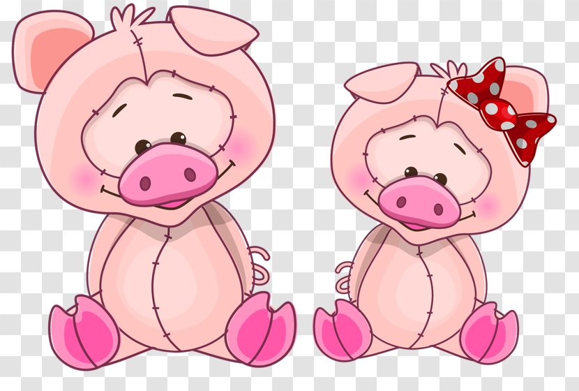 Domestic Pig Illustration - Frame - Two Pigs Transparent PNG