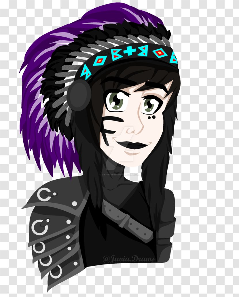 Black Hair Cartoon Character Headgear - Repose Transparent PNG