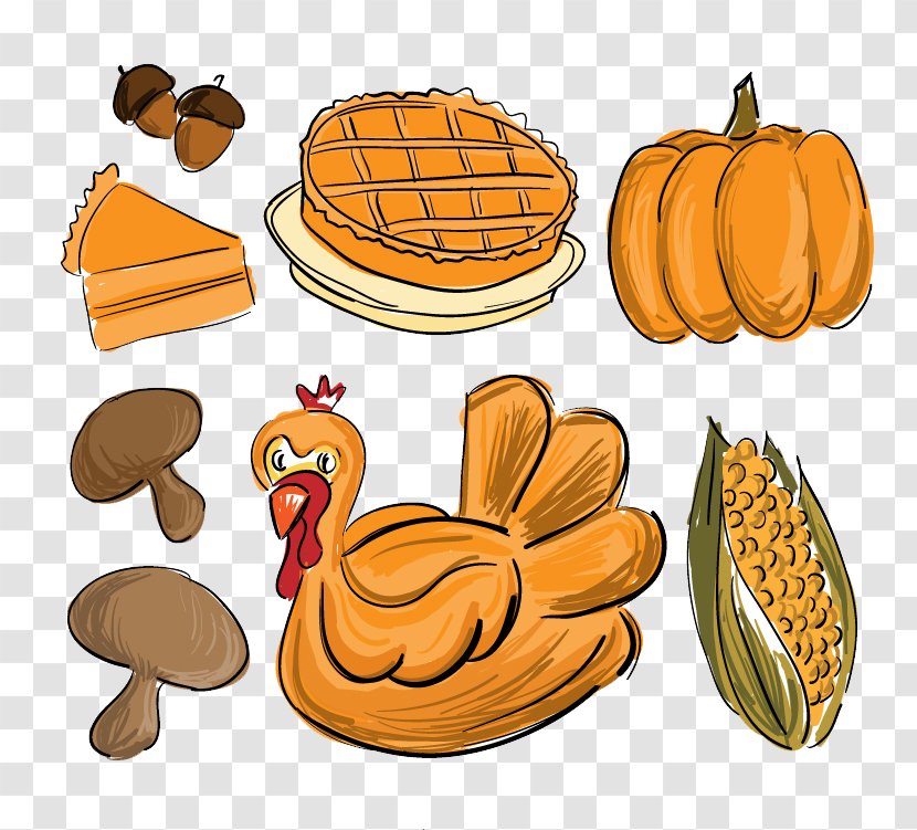 Thanksgiving Dinner Drawing Food - Cooking - Seven Colored Vector Material Transparent PNG