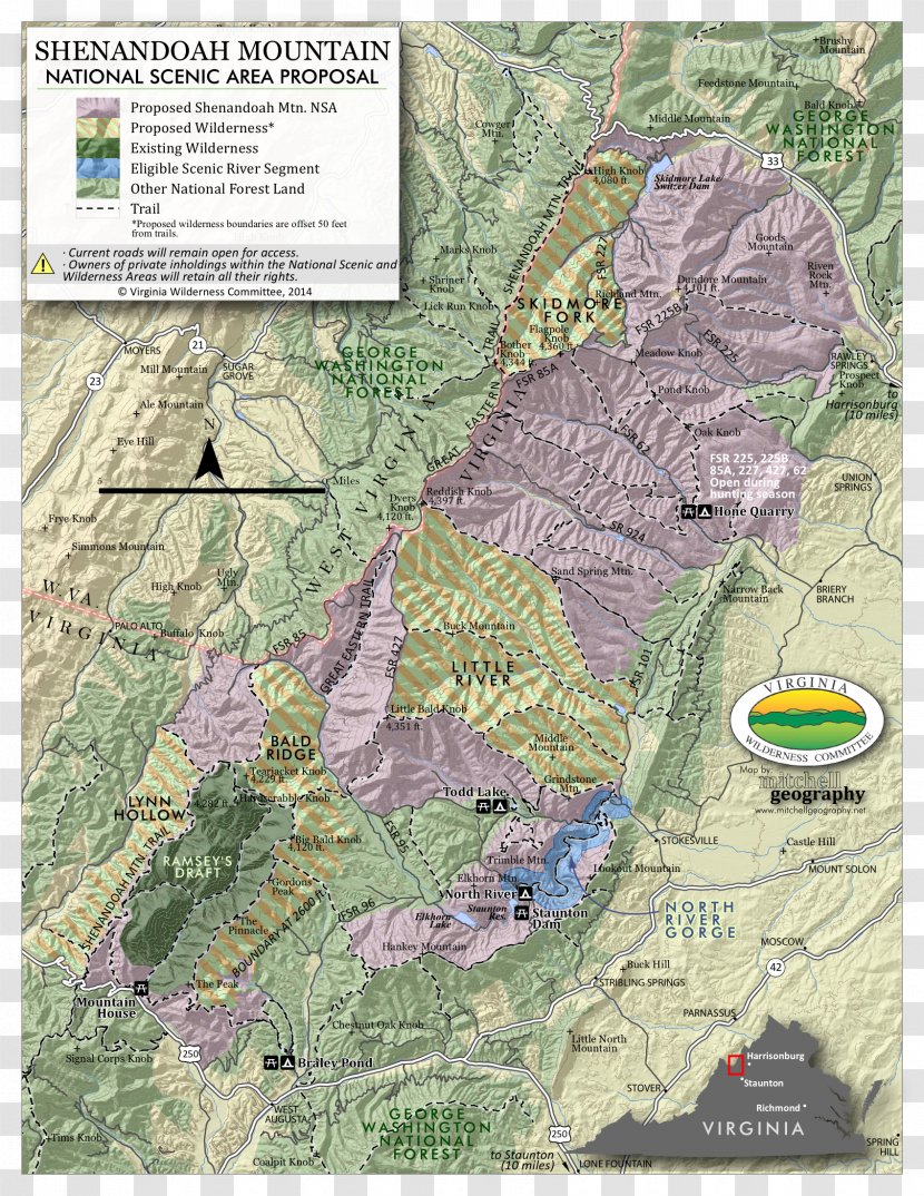 Shenandoah Valley River George Washington And Jefferson National Forests Mountain Appalachian Scenic Trail - Water Resources - Map Transparent PNG