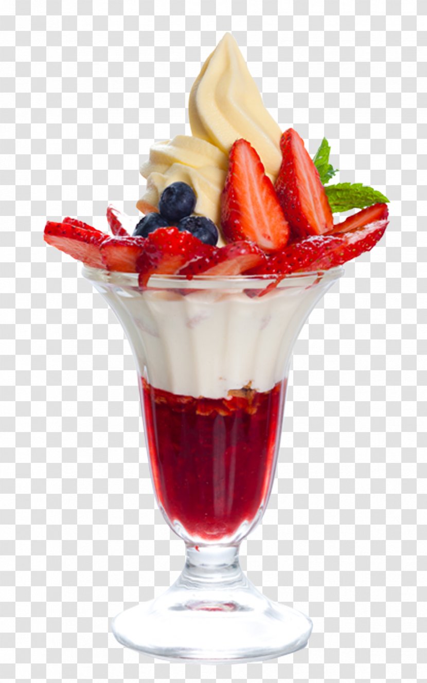 Strawberry Ice Cream Sundae Frozen Yogurt - Cholado - Cartoon Food Clip Clip,Strawberry Transparent PNG