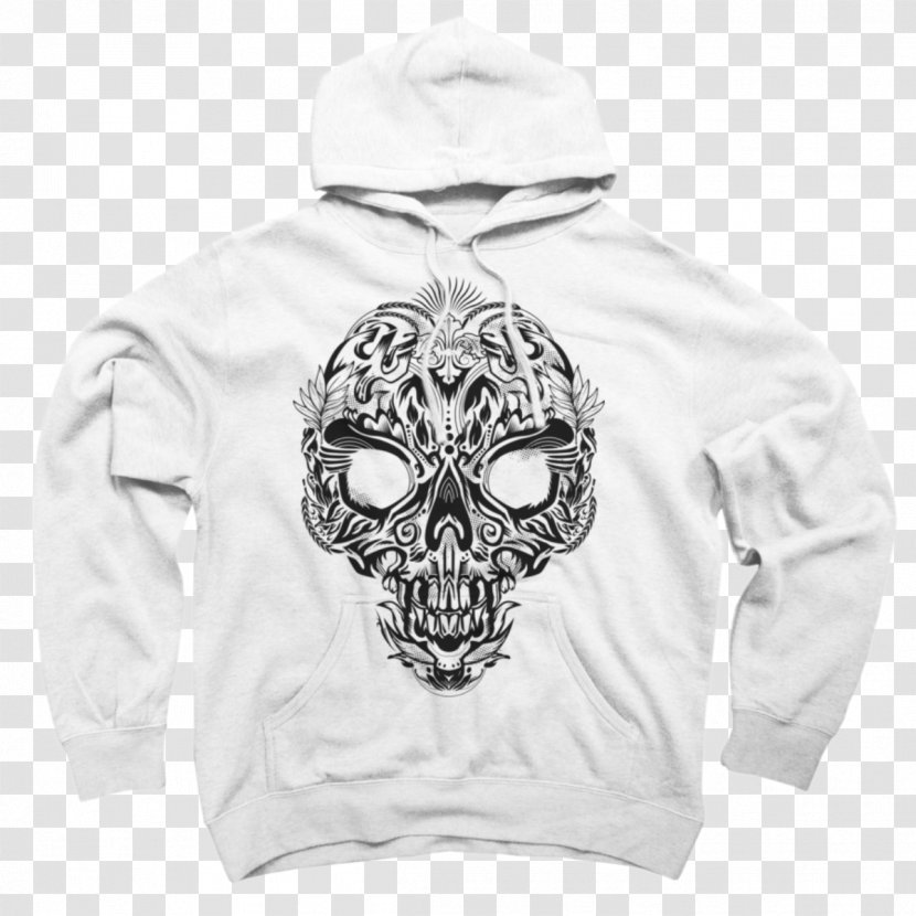 Hoodie T-shirt Sweater Zipper Clothing - White - Batik Pattern Transparent PNG