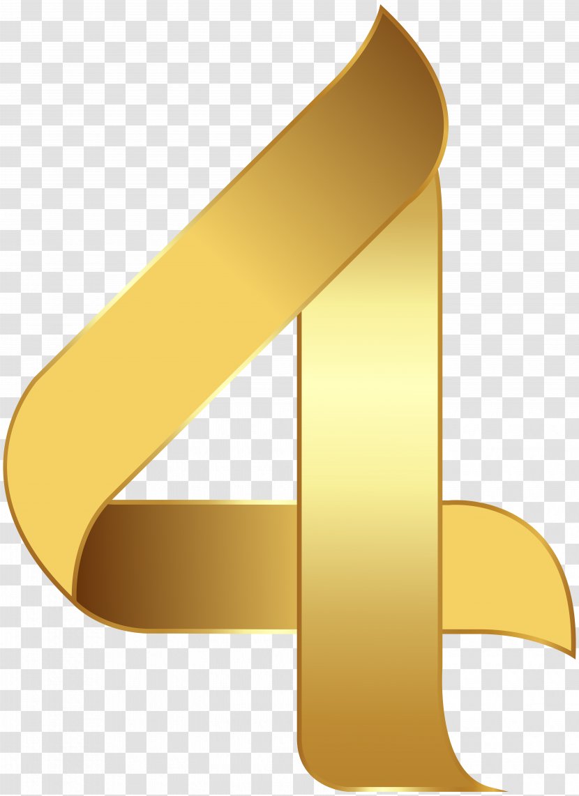 Number Clip Art - Gold - Golden Four Transparent Image Transparent PNG
