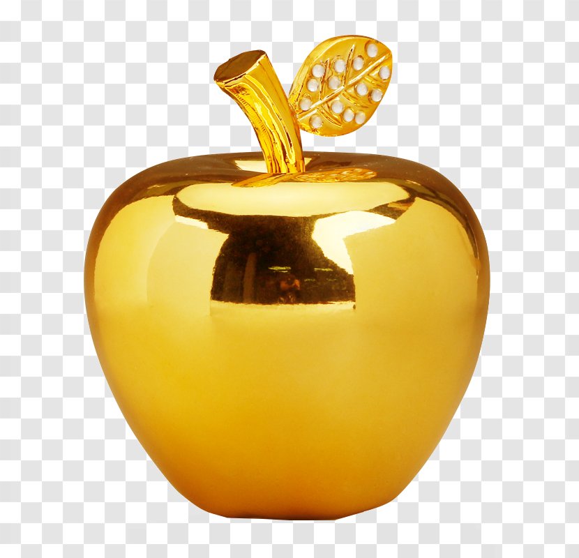 Download Golden Apple Computer File - Gratis - Solid Decoration Transparent PNG