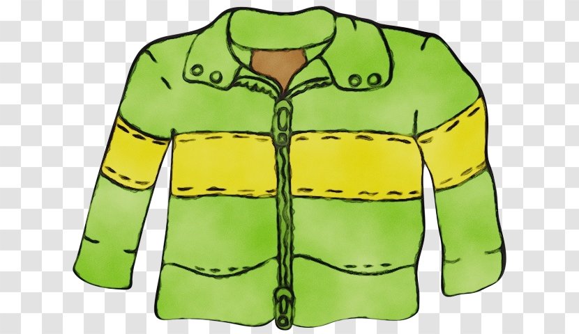 Green Clothing Outerwear Jacket Yellow - Watercolor - Tshirt Top Transparent PNG