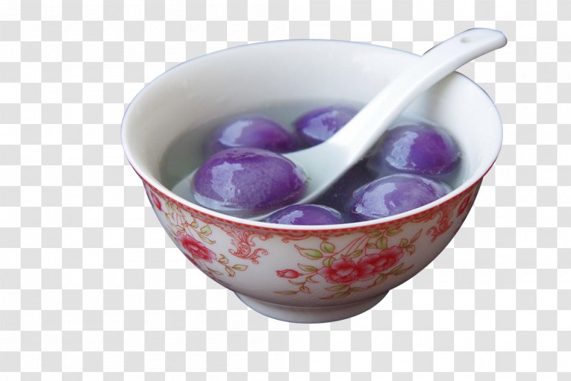 Tangyuan Dongzhi Bowl Purple - Rice Balls Transparent PNG