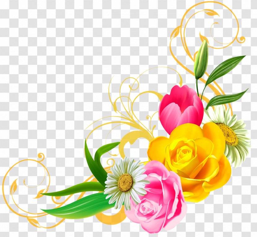 Clip Art Flower Bouquet Image - Painting - Floral Corner Transparent PNG