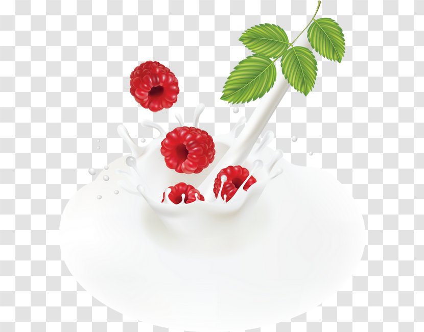 Milk - Raspberry - Raspberries Transparent PNG