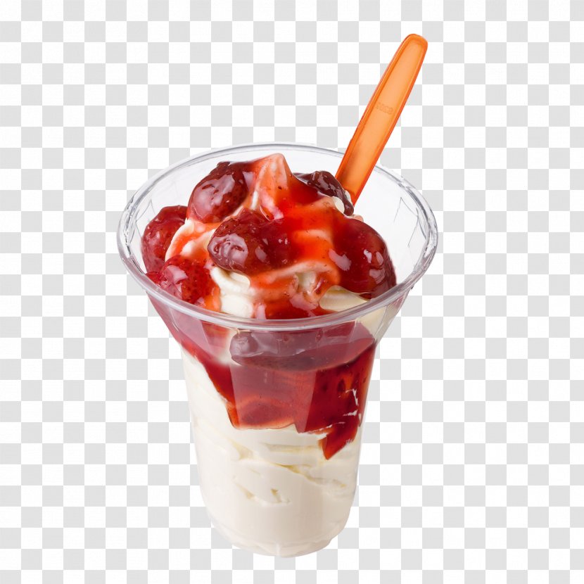 Sundae Cholado Ice Cream Milkshake Frozen Yogurt - Strawberry Transparent PNG