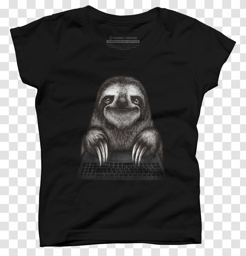 Long-sleeved T-shirt Crew Neck Printed - Heart - Sloth Hanging Transparent PNG