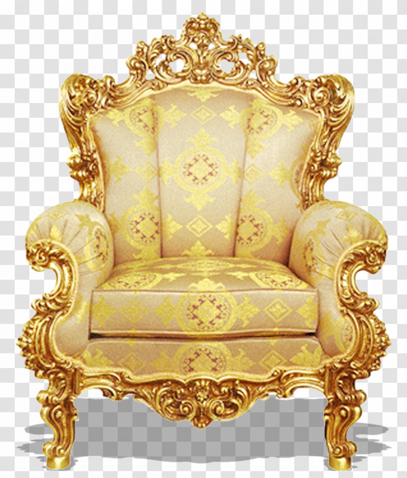 Table Chair Couch Furniture Gold - Living Room - Golden Distinguished Throne Classical Pattern Transparent PNG