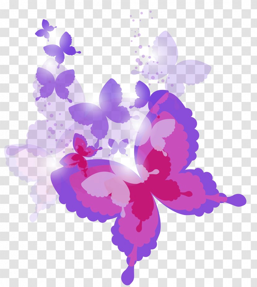 Butterfly Desktop Wallpaper Clip Art - Flower - Rose Petals Transparent PNG