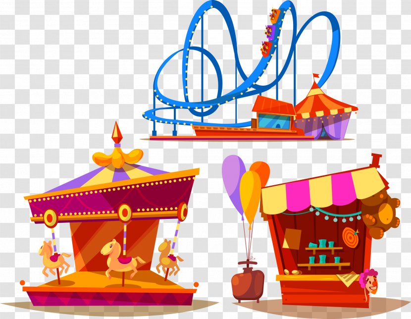Amusement Park Carousel Roller Coaster - Entertainment - Vector Creative Transparent PNG