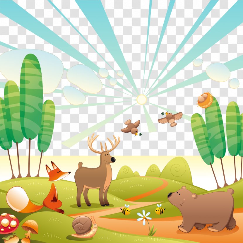 Woodland Mural Forest Wallpaper - Plant - Animals In The Landscape Vector Transparent PNG