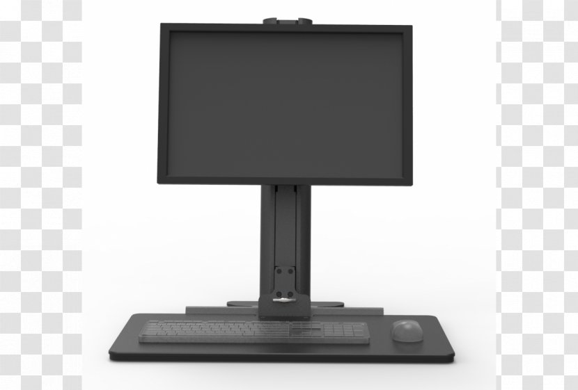 Computer Monitors Sit-stand Desk Electronic Visual Display Keyboard Hardware - Sitting At Transparent PNG