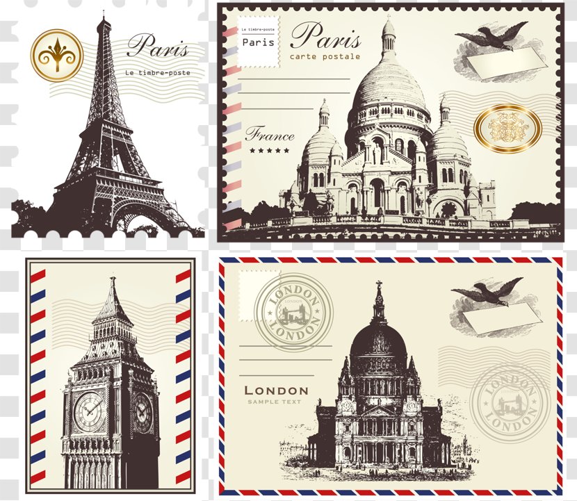 Paris Postage Stamp Rubber Clip Art - History - Landmarks Stamps Transparent PNG