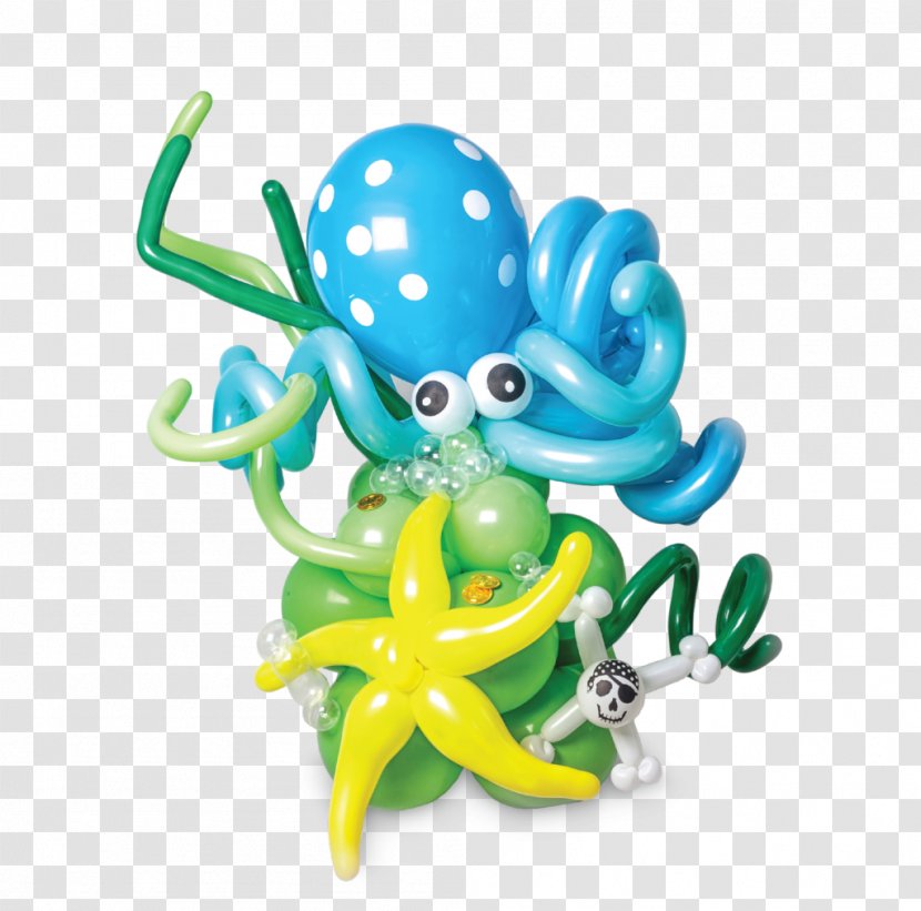 Octopus Figurine Balloon Turquoise Body Jewellery - Animal Figure - Baby Stork Candles Transparent PNG
