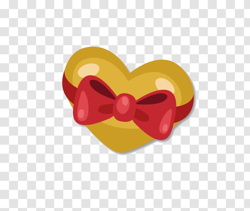 Golden Love Bow Vector Material - Heart Transparent PNG