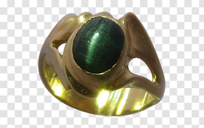 Emerald Indicolite Tourmaline Cat's Eye Ring Transparent PNG