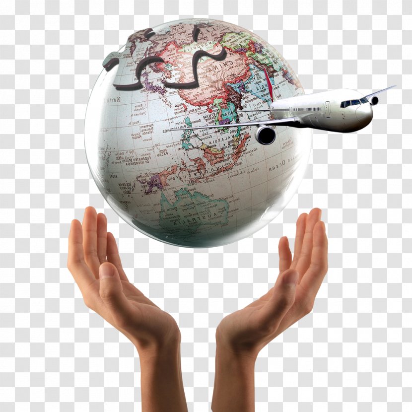 Globe Airplane Travel Insurance Flight - Hands Around Earth Transparent PNG