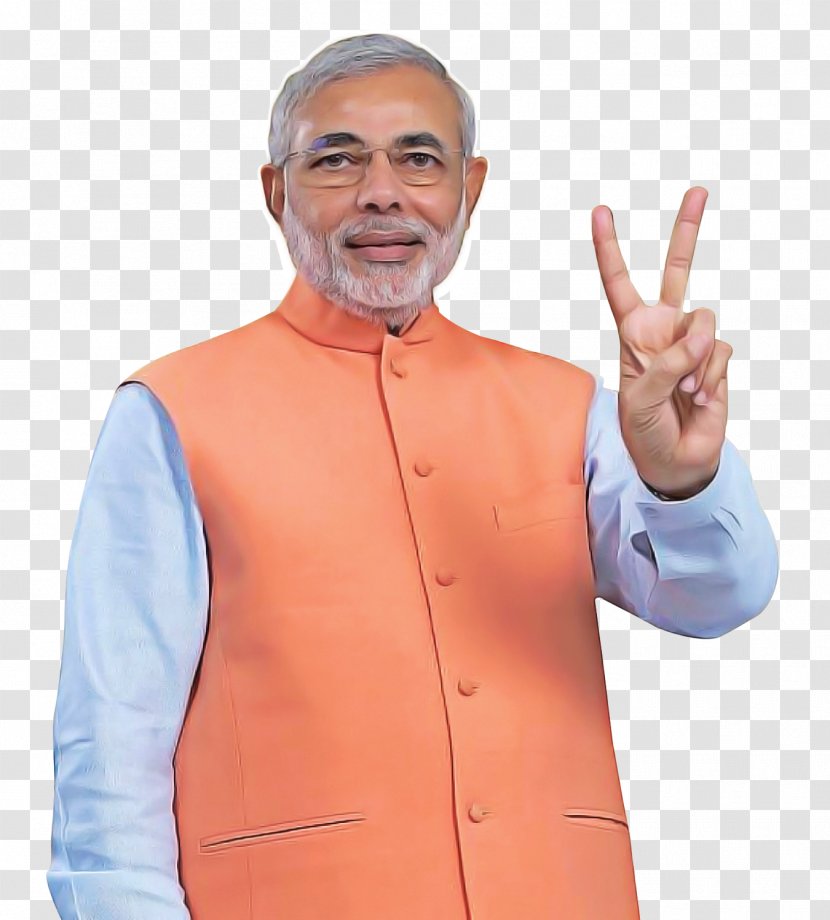 Modi Cartoon - Orange - Sleeve Hand Transparent PNG