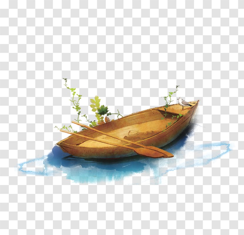 Template Download - Software - Cartoon Oil Painting Small Wooden Boat Transparent PNG