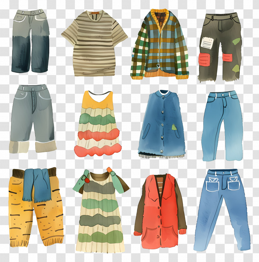 Clothes - Stylized Watercolor Clothing Collection Transparent PNG