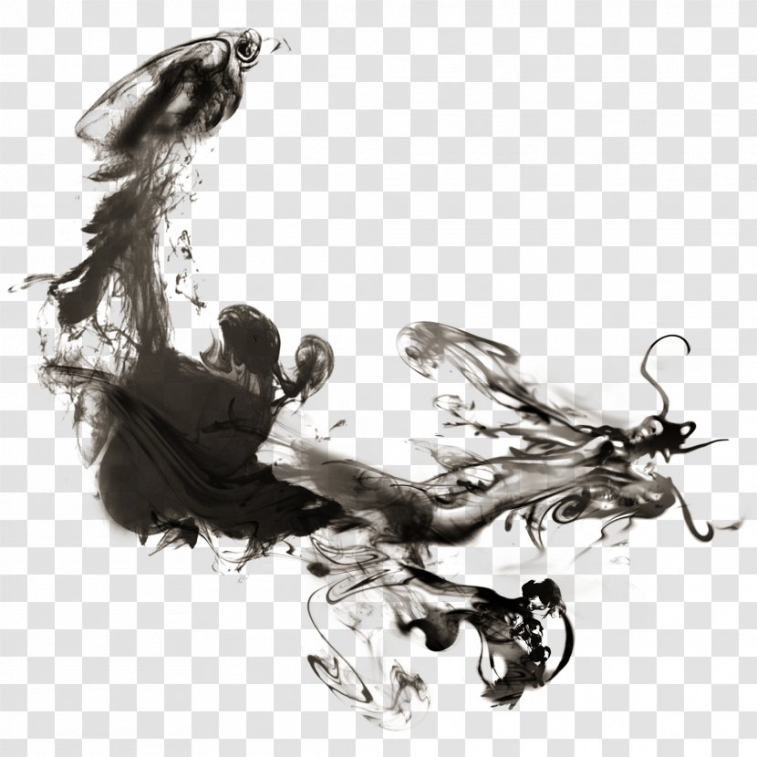China Ink Wash Painting Chinese Dragon Transparent PNG