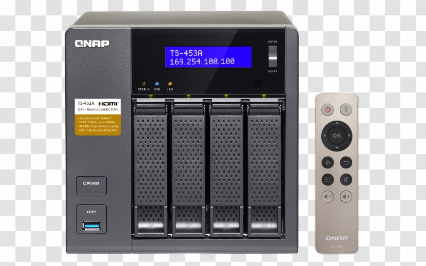QNAP TS-453A 4 Bay Network Storage Systems Systems, Inc. Direct-attached - Electronic Instrument - Ethernet Transparent PNG