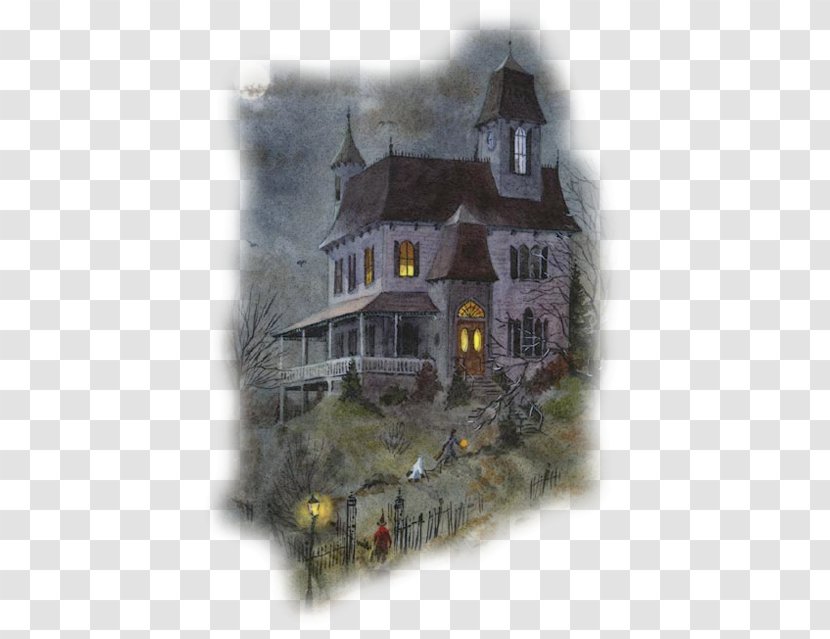 Halloween Samhain Haunted House Painting Art Transparent PNG