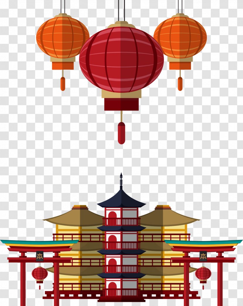 Japan Drawing Illustration - Architecture - Japanese And Lanterns Transparent PNG