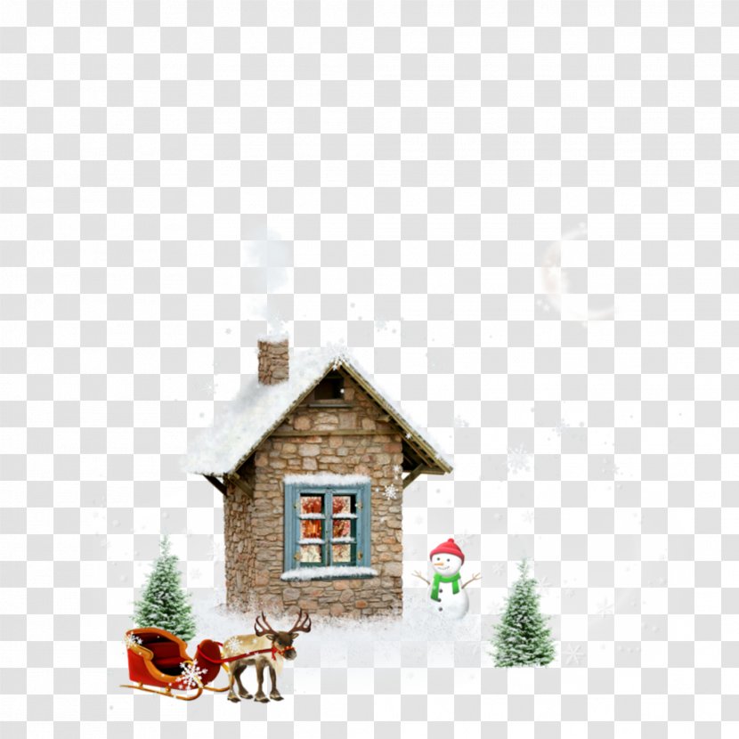 Clip Art - Tree - Cute Cartoon White Hand Painted Snow House Transparent PNG