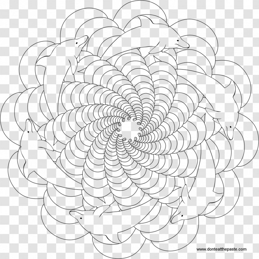 Coloring Book Mandala Dolphin Drawing - Color Transparent PNG