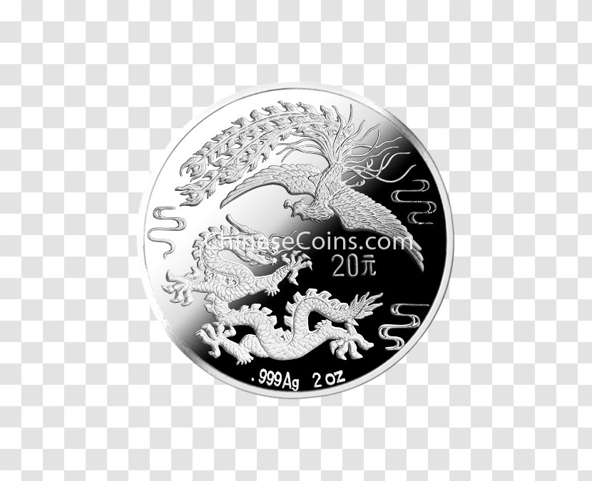 Silver Coin Metallic Dragon Fenghuang - Ounce Transparent PNG