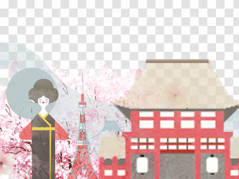 Japan National Cherry Blossom Festival Cartoon Illustration - Hand-painted Japanese Transparent PNG