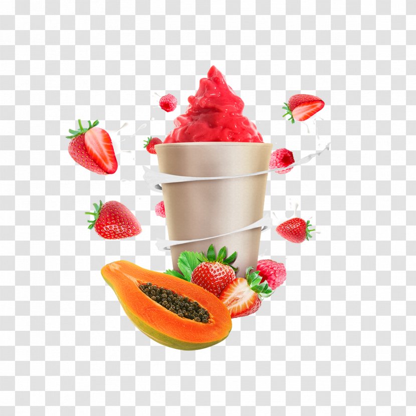 Strawberry Ice Cream Juice Smoothie Milkshake - Frozen Yogurt Transparent PNG